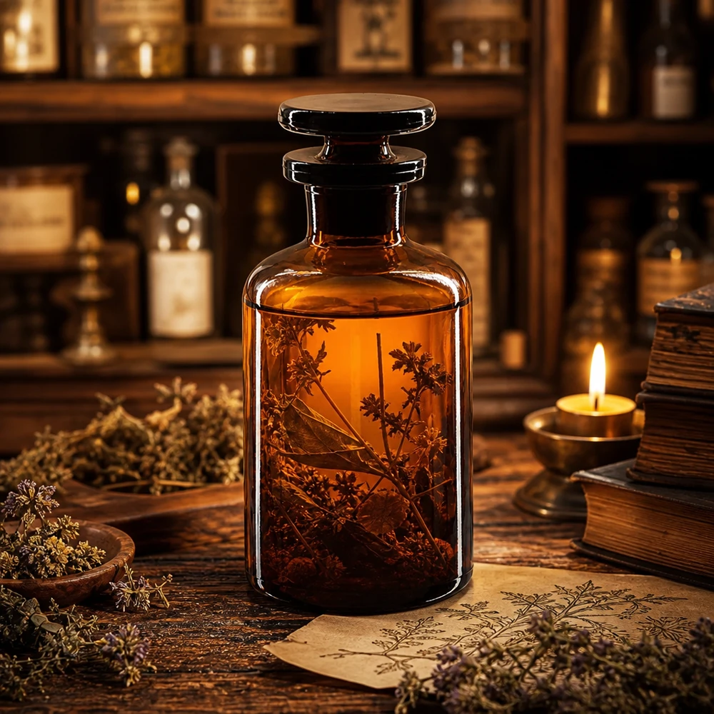 Glasflasche Rundschulter 50ml bernsteinfarben Enghals Stopfen für Tinkturen und Essenzen