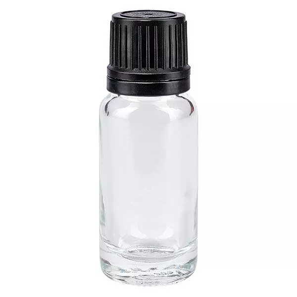 Apothekenflasche klar 10ml Schraubverschluss schwarz Giessring Originalitätsverschluss Apothekenflasche klar 10ml Schraubverschluss schwarz Giessring Originalitätsverschluss