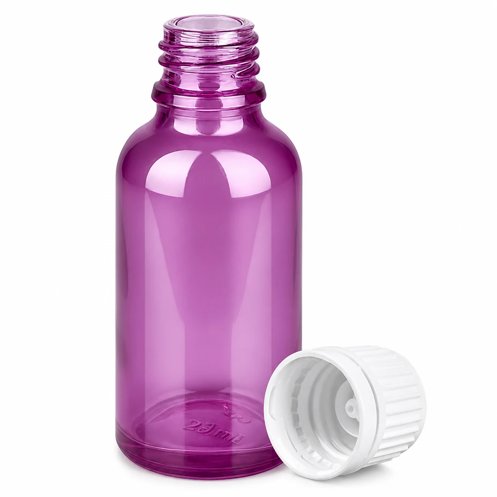 30ml Flasche 11mm Schraubverschluss weiss Originalität Schraubverschlusserschluss PurpleLine UT18/30 Kompakte violette 30ml Flasche mit 18mm Gewinde perfekt für DIY Kosmetik und Seren