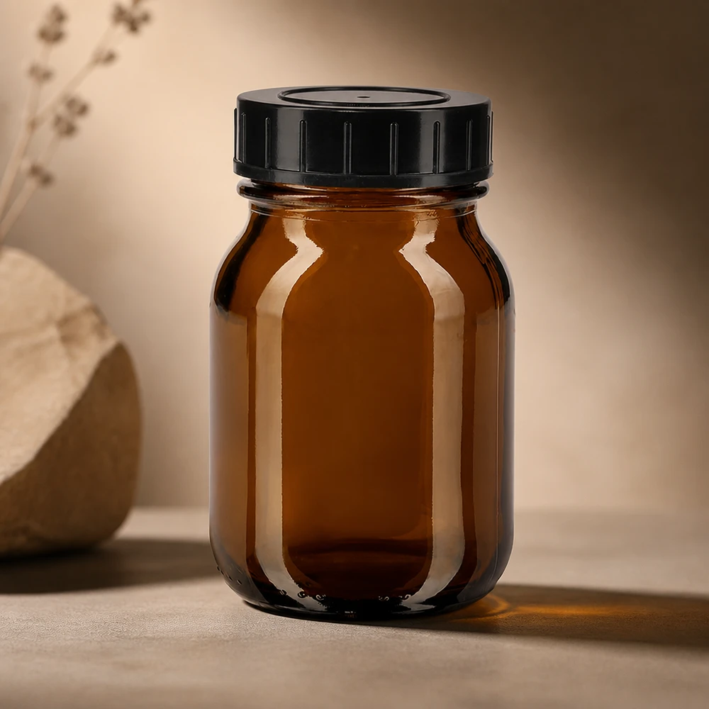 Umweltfreundliche 75ml Glasflasche mit Weithals wiederverwendbar und nachhaltig