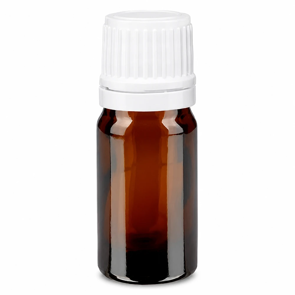 Apothekenflasche braun 5ml Schraubverschluss weiß Originalitätsverschluss Kleine braune Glasflasche 5ml mit kindersicherem weißen Originalitätsverschluss