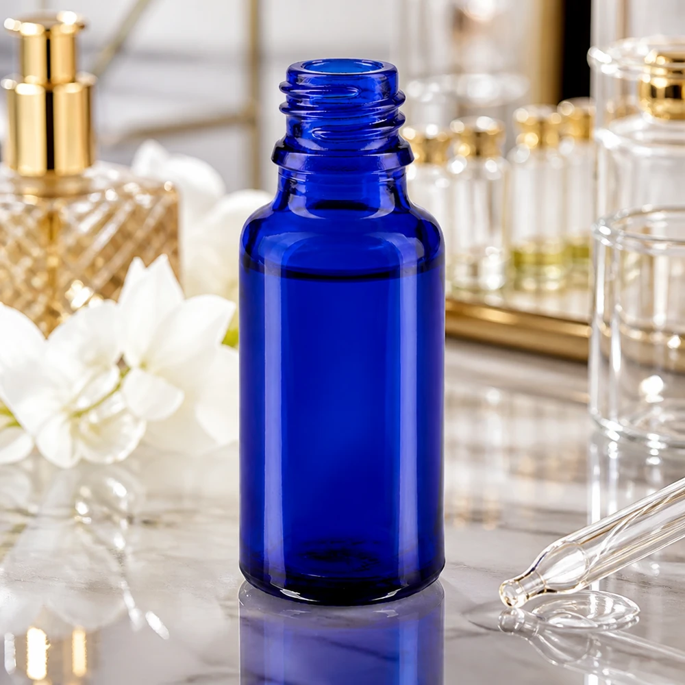 Tropfflasche 20ml DIN 18 BLAUGLAS Kompakte 20ml Apothekerflasche aus blauem Spezialglas für sichere Aufbewahrung von Wirkstoffen