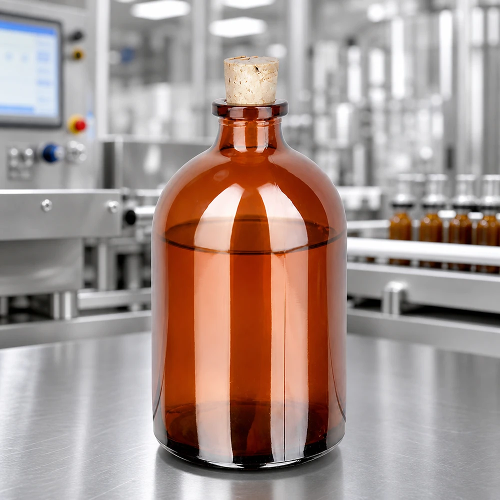 Korkverschluss-Flasche 100ml aus braunem Borosilikatglas für Tinkturen und Extrakte