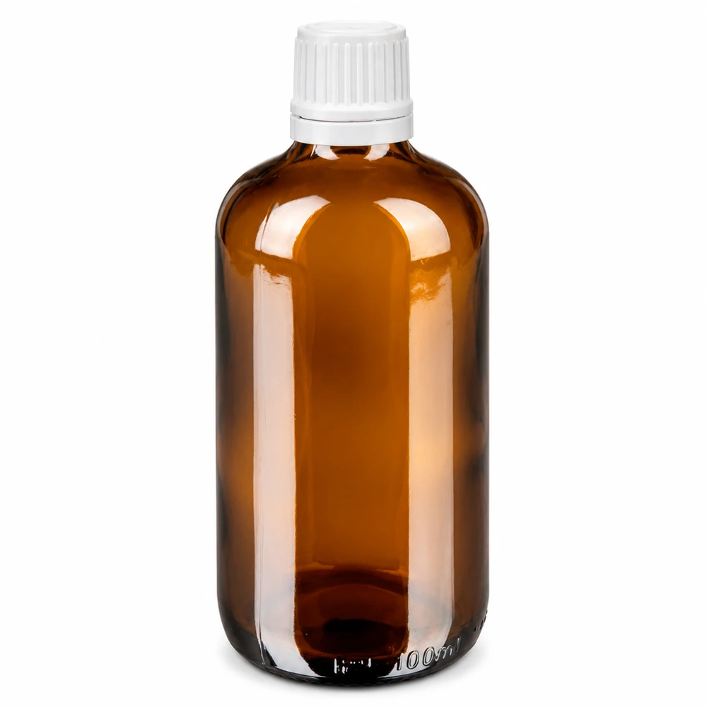 Braunglas Tropfflasche 100ml mit kindersicherem Originalitätsverschluss weiß ApoGlas