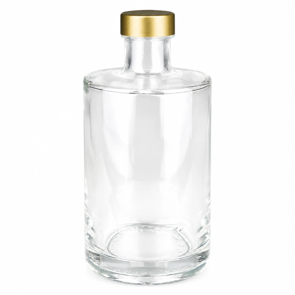 375ml Glasflasche "Sam" + Schraubverschluss gold UNiTWIST 375ml Glasflasche Sam mit goldenem UNiTWIST Schraubverschluss transparent leer Produktfoto