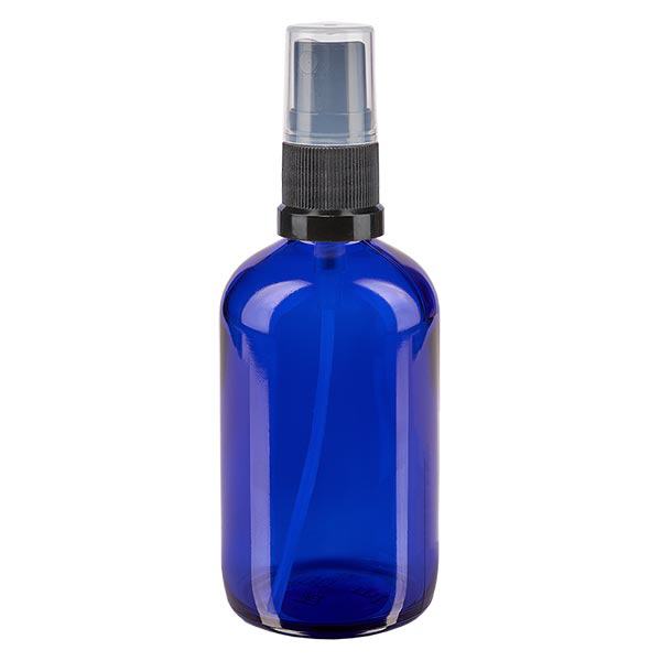 Apothekenflasche blau 100ml Sprayaufsatz schwarz Apothekenflasche blau 100ml Sprayaufsatz schwarz