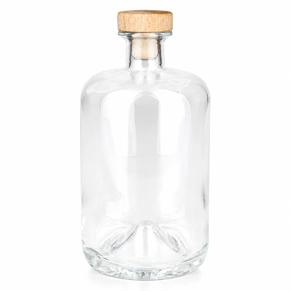 700ml Apothekenflasche "Classic" mit Holzgriffkorken UNiTWIST® 700ml Glasflasche Sofia mit Holzgriff-Korken UNiTWIST transparent leer auf weißem Hintergrund
