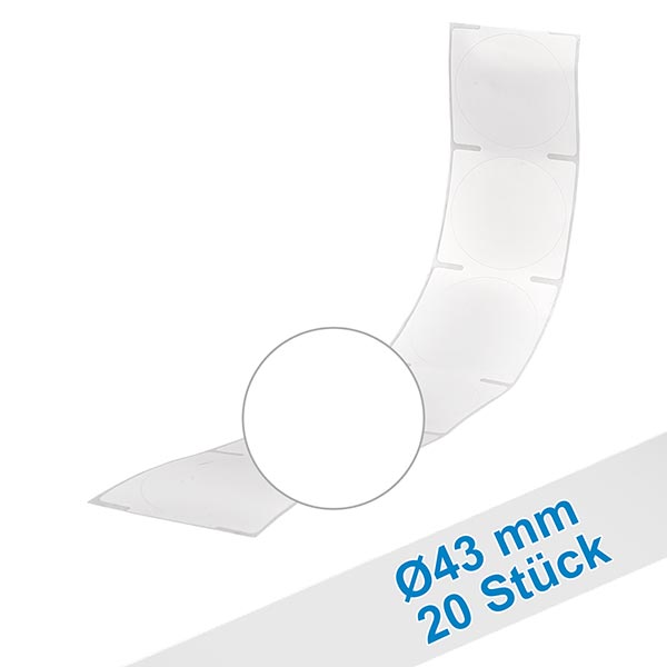 20er Pack Etiketten 43mm zum Beschriften, rund