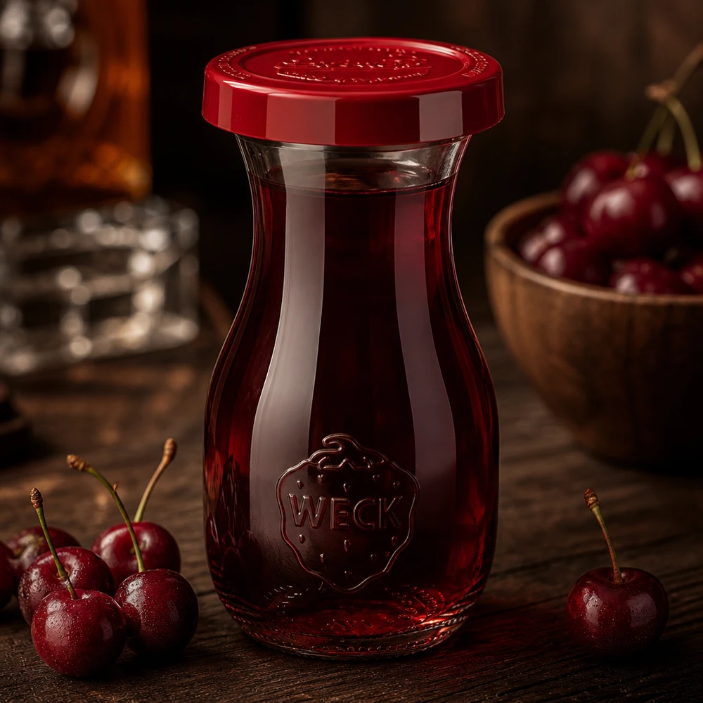 WECK Einmachflasche 290ml RR60 mit luftdichtem roten Silikondeckel für lange Haltbarkeit