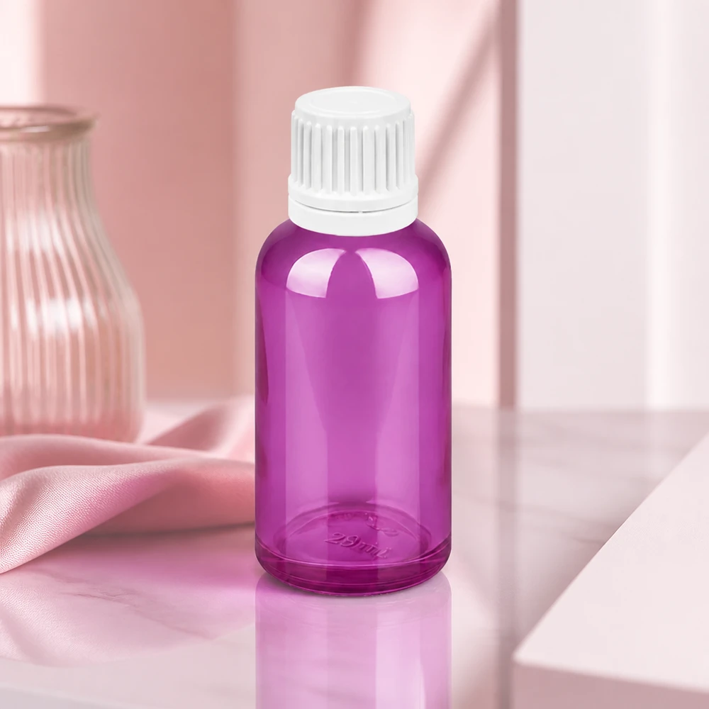 30ml Tropfflasche 0.7mm weiss Originalität Schraubverschlusserschluss PurpleLine UT18/30 Kompakte 30ml Glasflasche in violett mit kindersicherem weißem Tropfverschluss