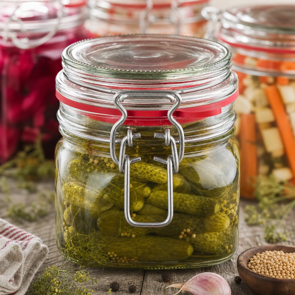370ml Konservierungsglas mit traditionellem Bügelverschluss für selbstgemachte Pickles