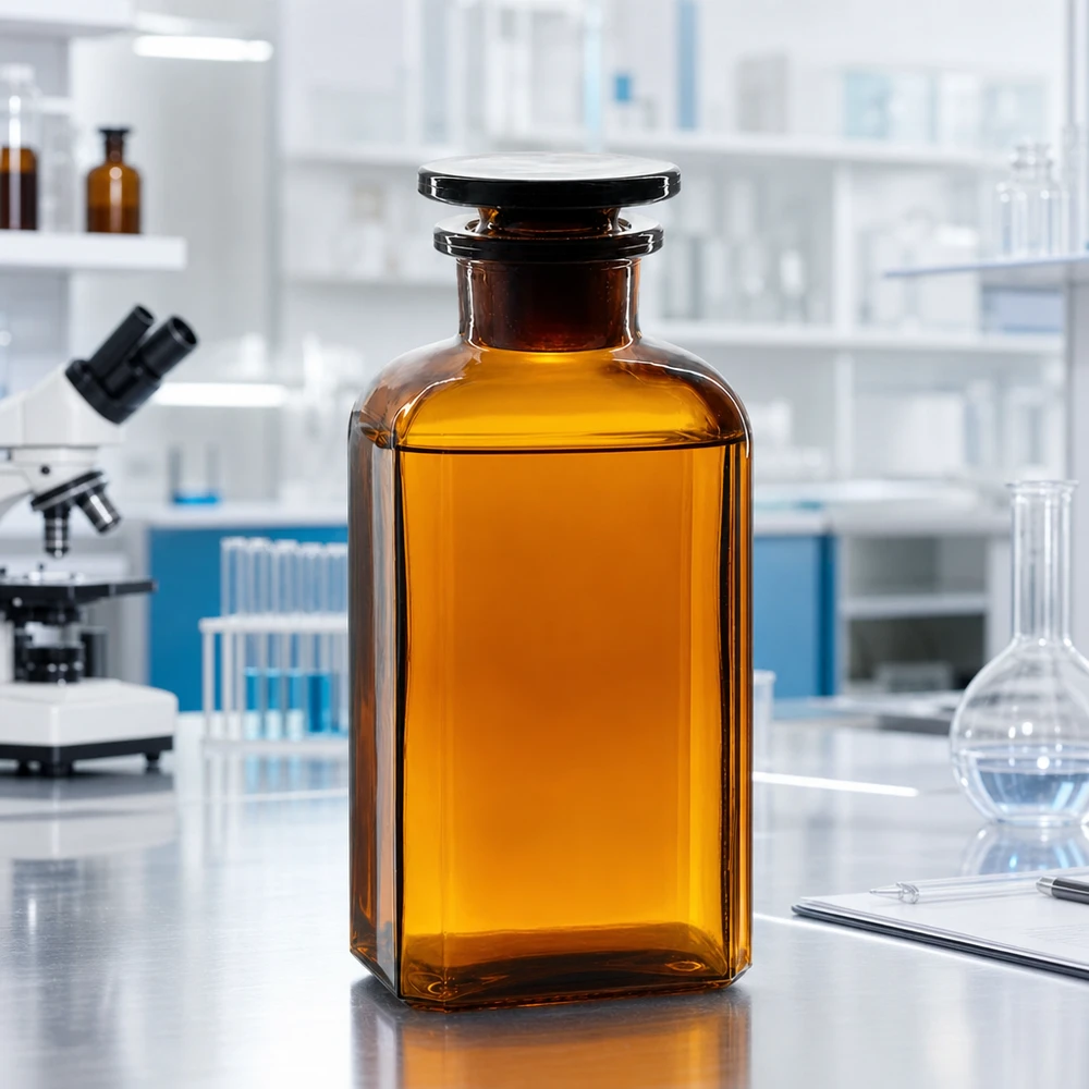250ml Vierkantflasche Borosilikatglas braun breite Öffnung mit eingeschliffenem Stopfen