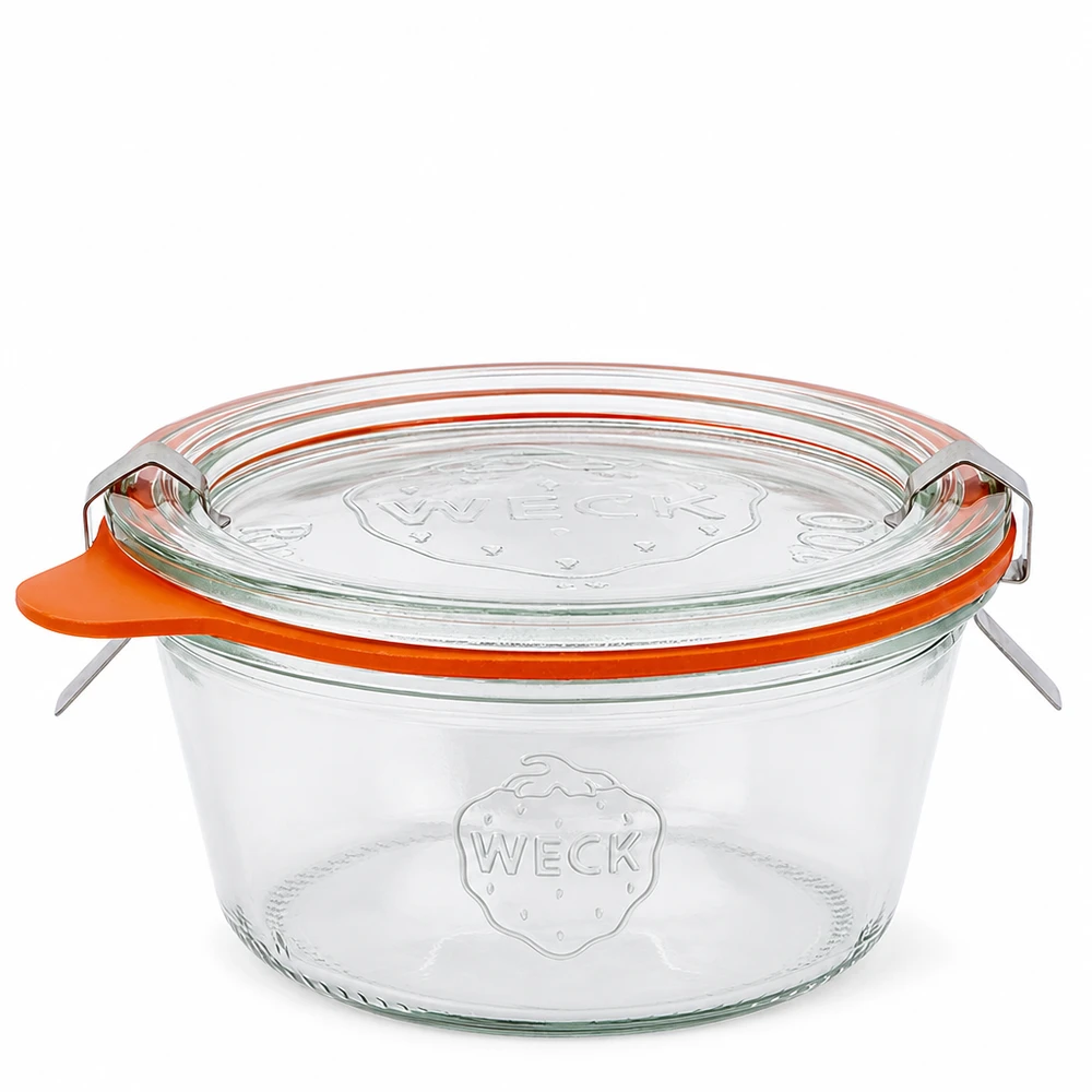 WECK Sturzglas 290ml RR100 niedrig mit Glasdeckel und Gummiring Einmachglas für Konservierung