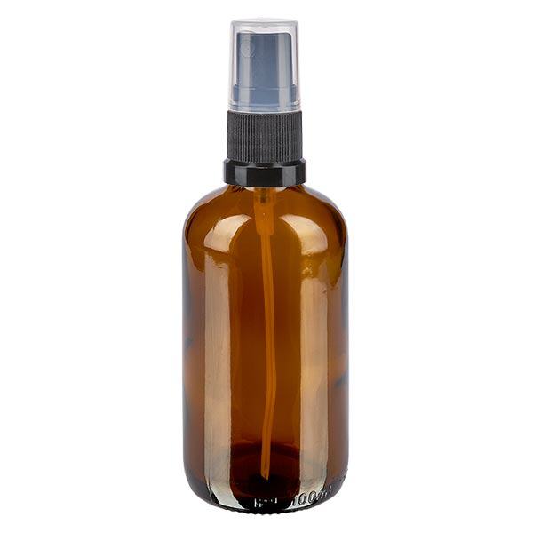 Apothekenflasche braun 100ml Sprayaufsatz schwarz Apothekenflasche braun 100ml Sprayaufsatz schwarz