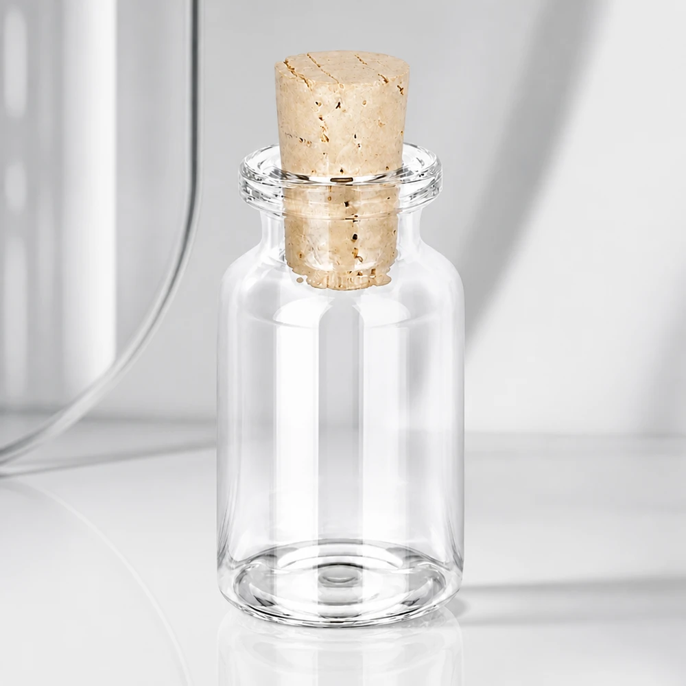 Flasche Klarglas 10ml mit Korken 11/14mm Klarglas-Vorratsflasche 10ml mit herausnehmbarem Korken 11/14mm für Basteln und Dekoration