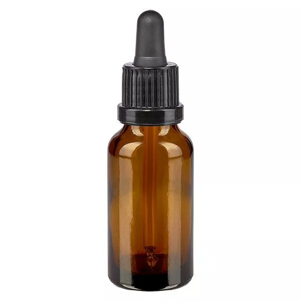 Apothekenflasche braun 20ml Pipette schwarz Originalitätsverschluss Apothekenflasche braun 20ml Pipette schwarz Originalitätsverschluss