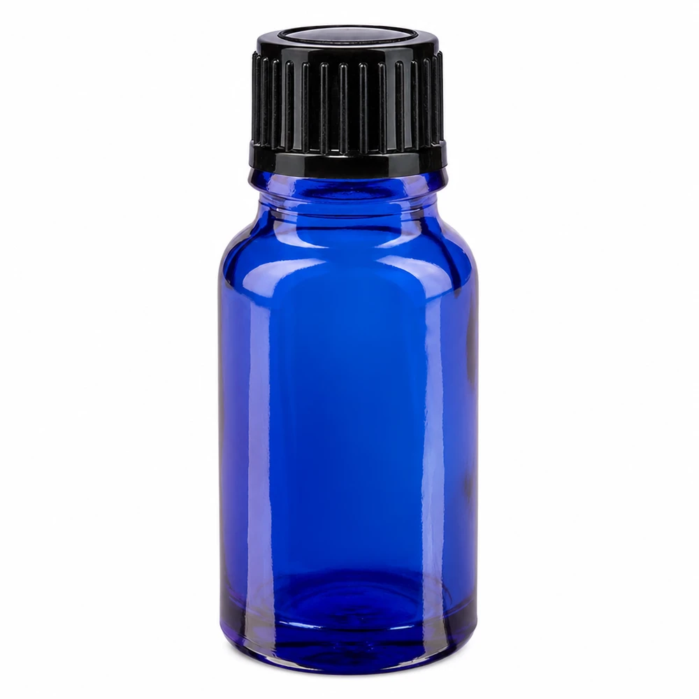 Apothekenflasche blau 10ml Tropfverschluss 1mm schwarz Standard Kobaltblaue Tropfflasche 10ml STD ApoGlas mit schwarzer Schraubkappe