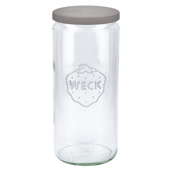 1040ml Zylinderglas WECK mit Silikondeckel grau