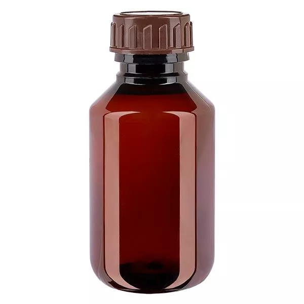 PET Flasche 100ml mit braunem Verschluss Standard PET Flasche 100ml mit braunem Verschluss Standard
