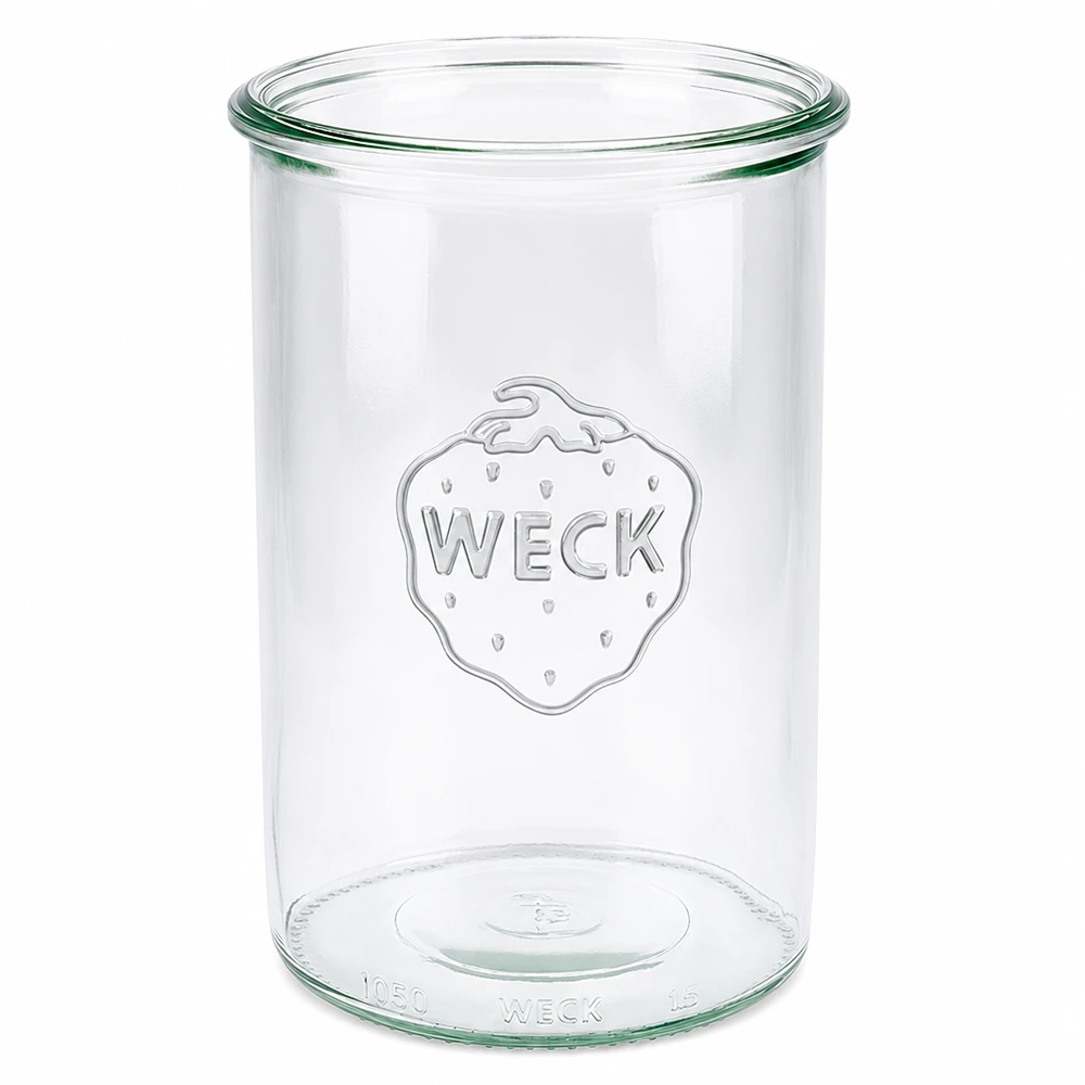 WECK Sturzglas 1000ml RR100 aus klarem Glas mit eingeprägtem Logo für Einmachen und Vorratshaltung