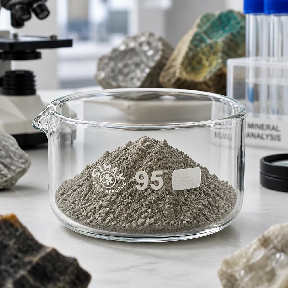 300ml Kristallisierschale mit Ausguss Borosilikat ø95mm SIMAX Glasschale 95mm Durchmesser mit feinem Gesteinspulver für Mineralanalyse im Labor