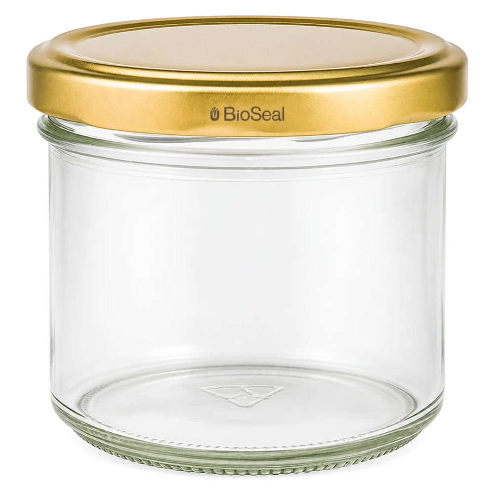 UNiTWIST Sturzglas 125ml mit goldenem TO66 BioSeal Deckel - Einmachglas für Marmelade und Konserven