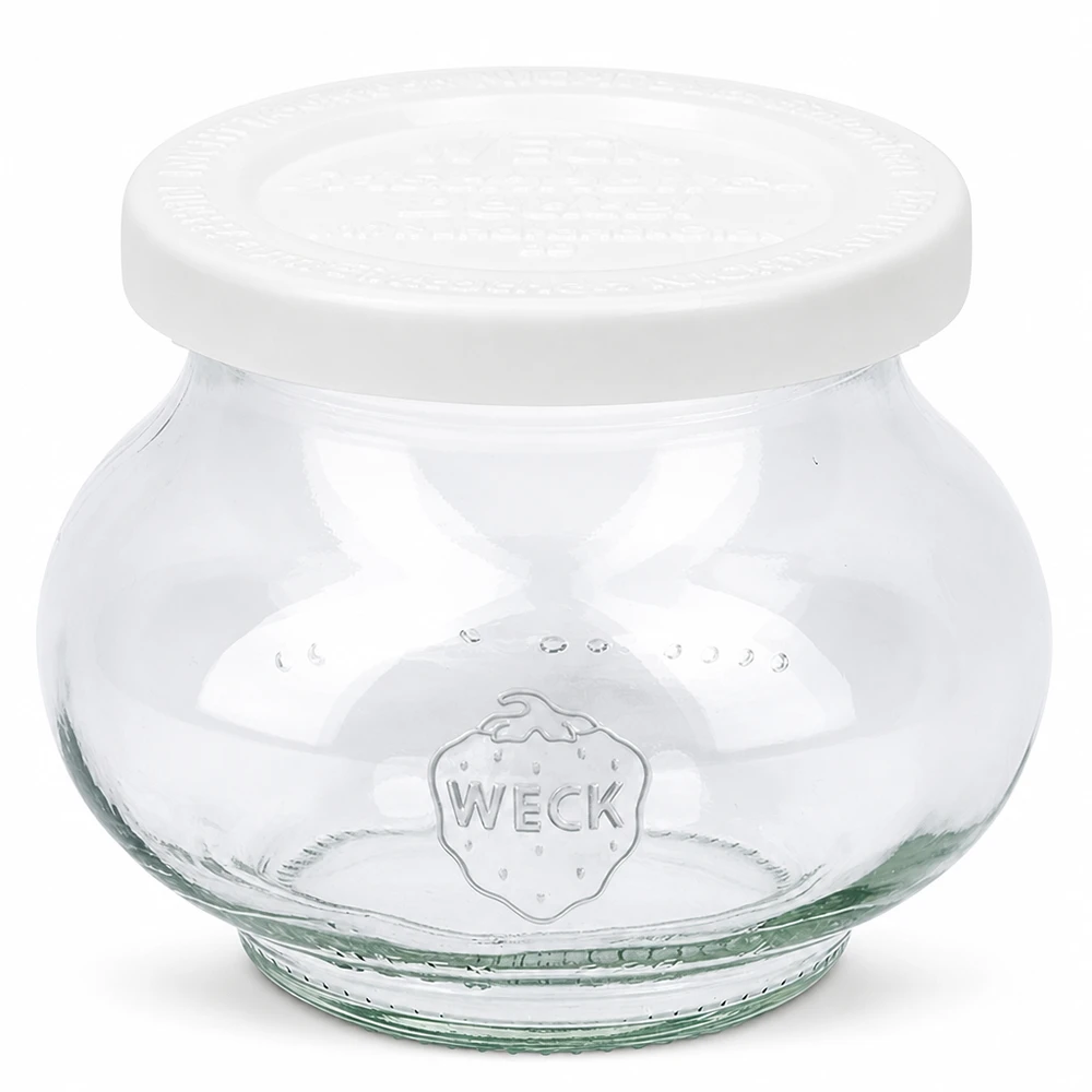 WECK Schmuckglas 220ml mit weißem Frischedeckel RR60 aus klarem Glas mit WECK Logo