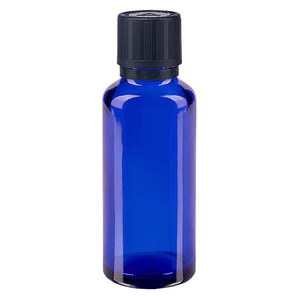 Apothekenflasche blau 30ml Tropfer Giessring 1mm schwarz Kindersicherung Blindenwarnsymbol Originalitätsverschluss