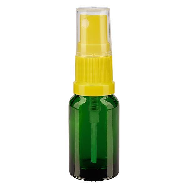 Apothekenflasche grün 10ml Sprayaufsatz gelb Apothekenflasche grün 10ml Sprayaufsatz gelb