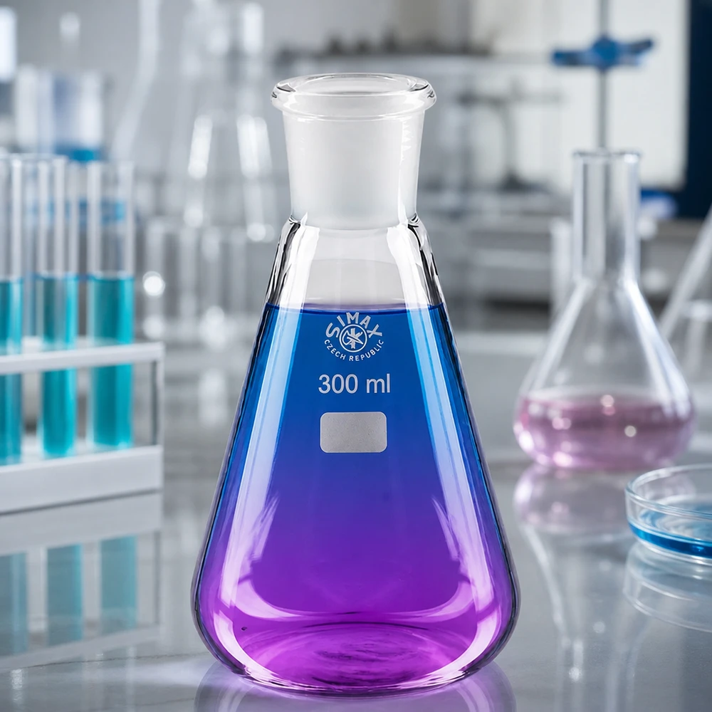 Hochwertiger Erlenmeyerkolben 300ml mit standardisiertem Schliff 29/32 für Synthesearbeiten