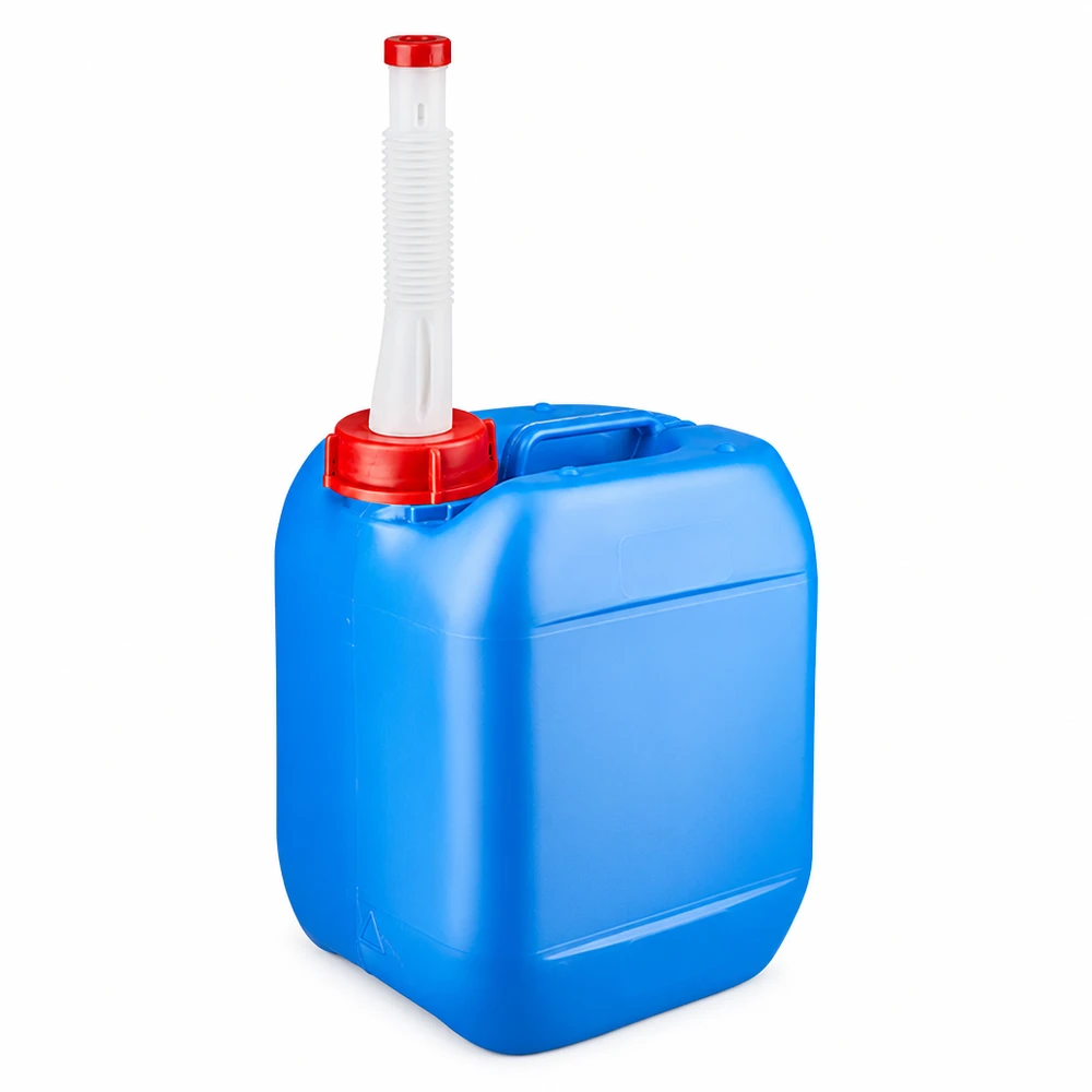 Kanister 5 Liter blau mit Auslaufrohr Flex Rechteckiger HDPE Kanister 5L in Blau mit biegsamem Einfüllrohr und Sicherheitsverschluss