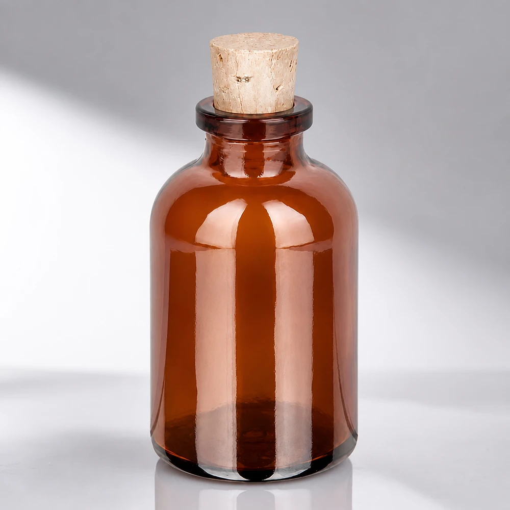 Dunkle Glasflasche 30ml amber mit passgenauen Korkverschluss für Parfümherstellung