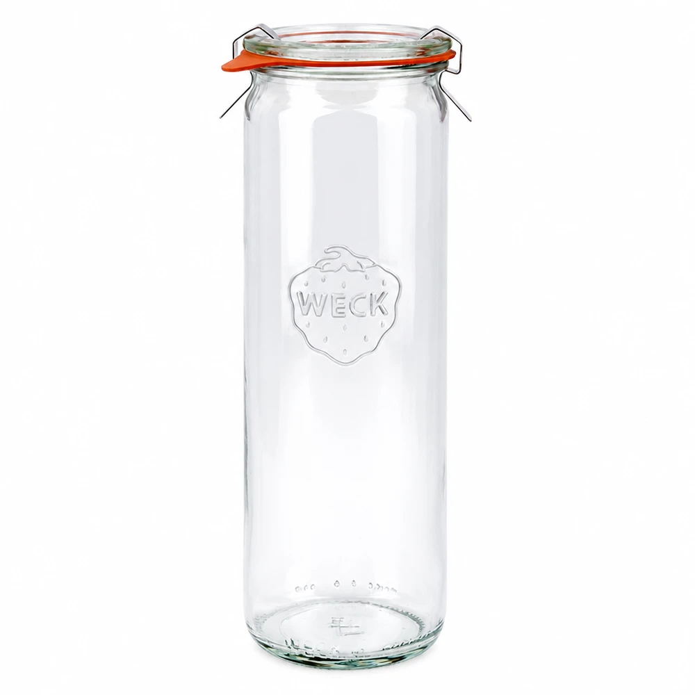 WECK Zylinderglas 600ml RR60 mit Glasdeckel und Gummiring transparent leer stehend