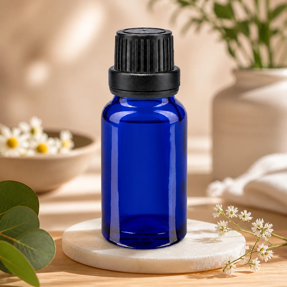 Kobaltblaue Dropper-Flasche 10ml aus Apothekenglas mit Kindersicherheitsverschluss und Tropfeinsatz