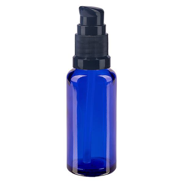 Apothekenflasche blau 30ml PumpVerschluss schwarz Standard Apothekenflasche blau 30ml PumpVerschluss schwarz Standard