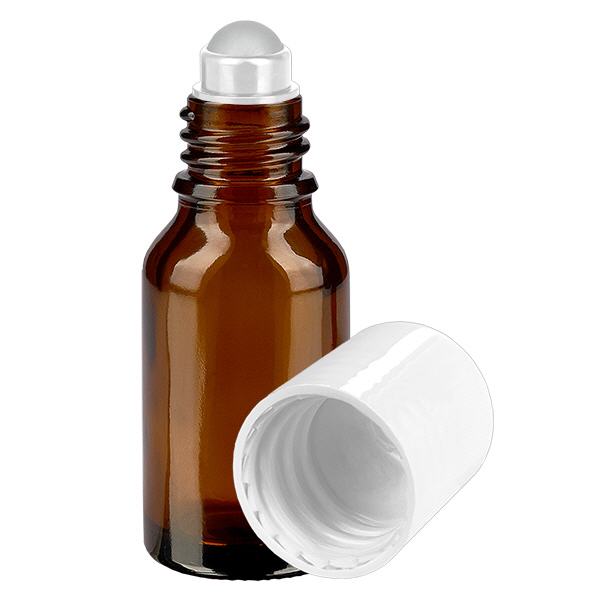 Apothekenflasche braun 15ml Roll-On Verschluss weiß Apothekenflasche braun 15ml Roll-On Verschluss weiß