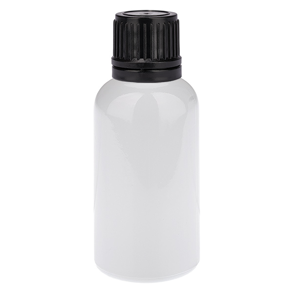 30ml Globuliflasche 3mm Giessring schwarz Standardverschluss WhiteL. UT18/30