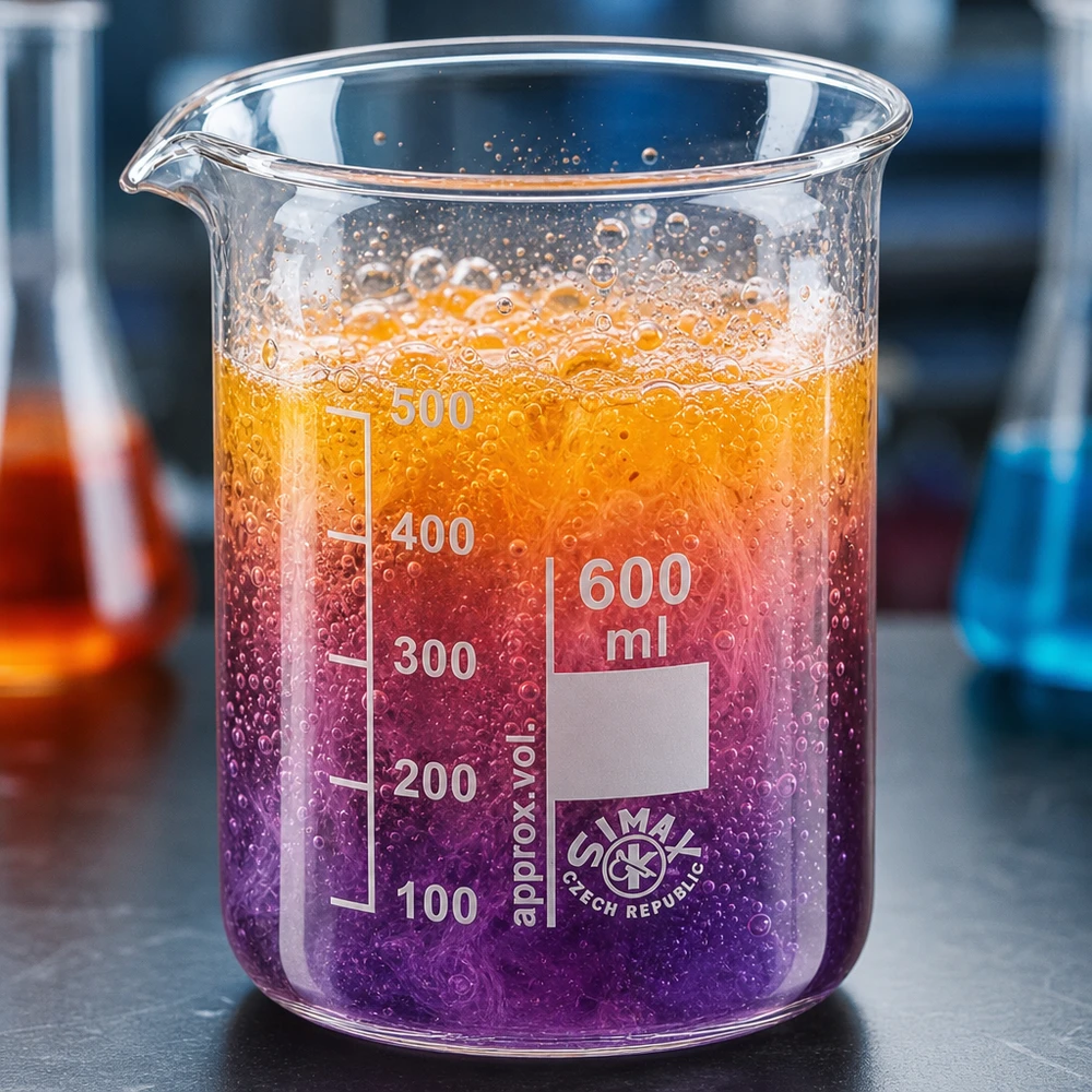 Becherglas 600ml Borosilikatglas, niedrige Form Chemiebecher 600ml niedrige Form aus säureresistentem Borosilikatglas mit präziser Volumenskala