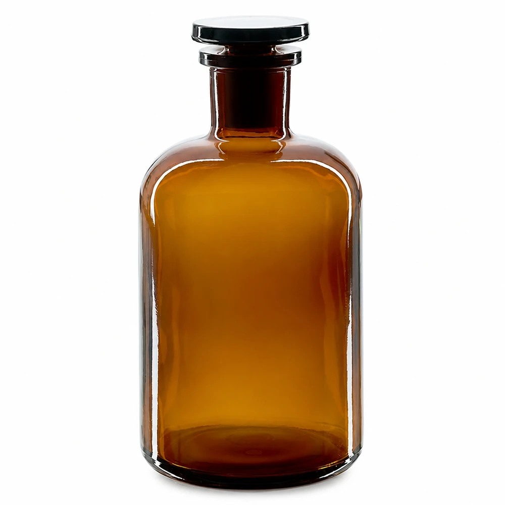 Apothekerflasche 500ml braun Glas Enghals mit passendem Glasstopfen