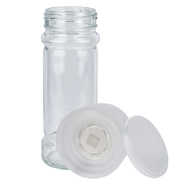 Salz-/Gewürzglas 100ml mit Mühle (grob) weiß Salz-/Gewürzglas 100ml mit Mühle (grob) weiß