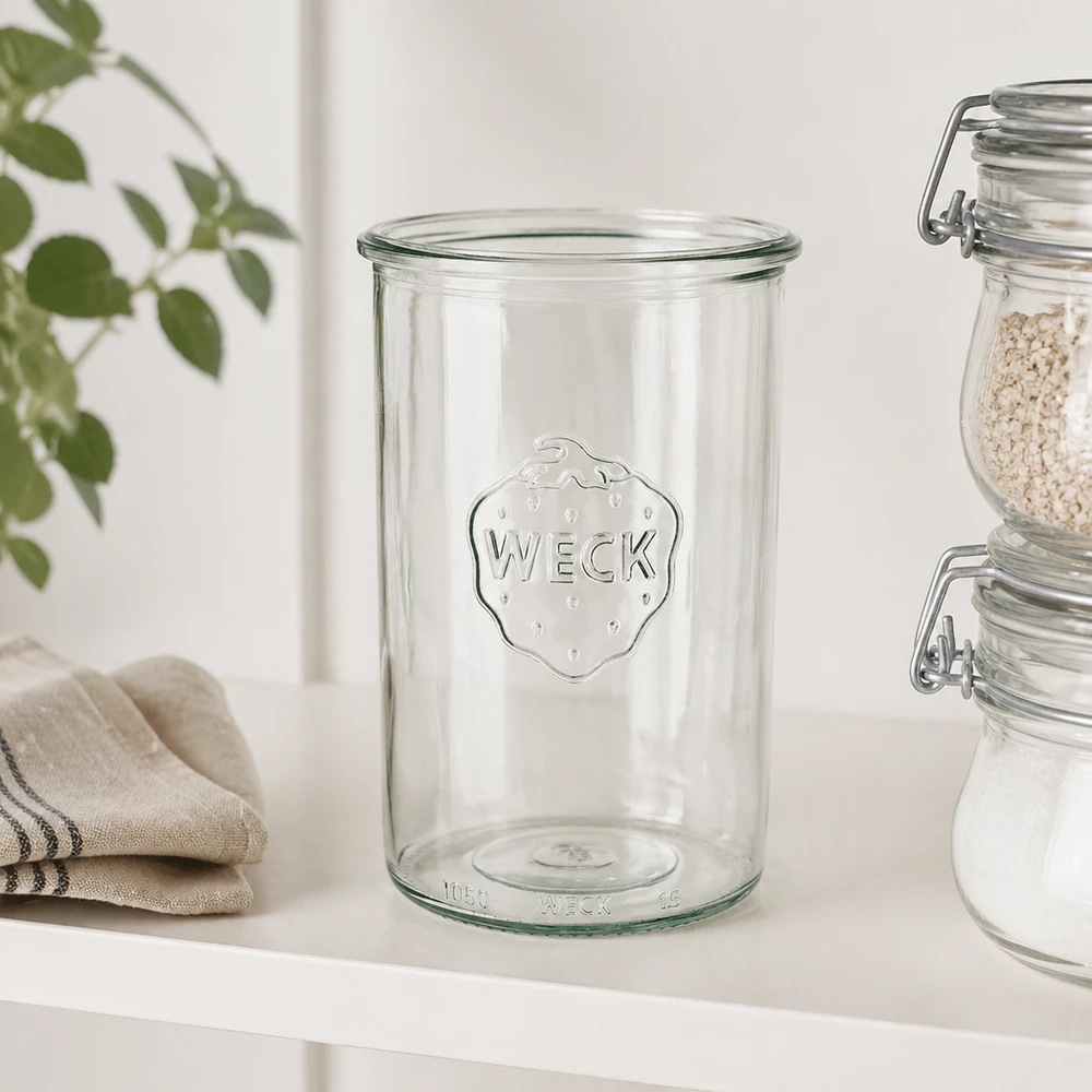 WECK Sturzglas 1000ml RR100 aus klarem Glas mit WECK-Logo für Einmachen und Vorratshaltung in der Küche