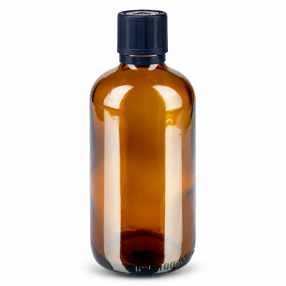 Apotheken Braunglas 100ml mit originalitätssicherndem Schraubverschluss schwarz 1mm Tropföffnung