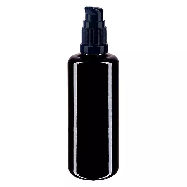Apothekenflasche violett 100ml PumpVerschluss schwarz Standard Apothekenflasche violett 100ml PumpVerschluss schwarz Standard