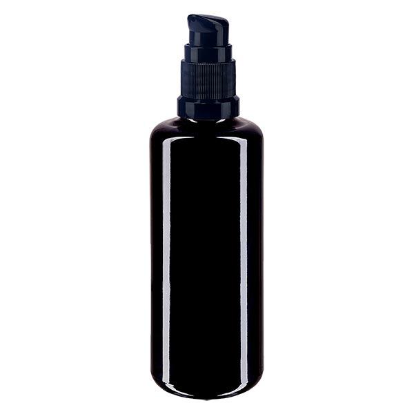 Apothekenflasche violett 100ml PumpVerschluss schwarz Standard Apothekenflasche violett 100ml PumpVerschluss schwarz Standard