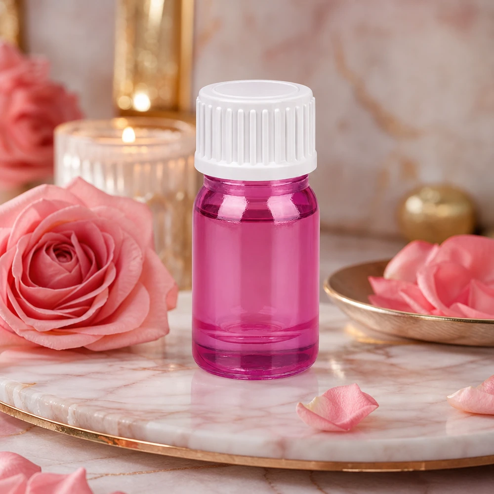 5ml (Globuli)Flasche 3mm Giessring weiß Standard PurpleLine UT18/5 Hochwertige 5ml Kosmetikflasche aus Glas mit PurpleLine-Optik für Beauty-Anwendungen