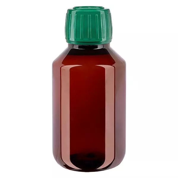 PET Flasche 100ml mit grünem Verschluss Originalitätsverschluss