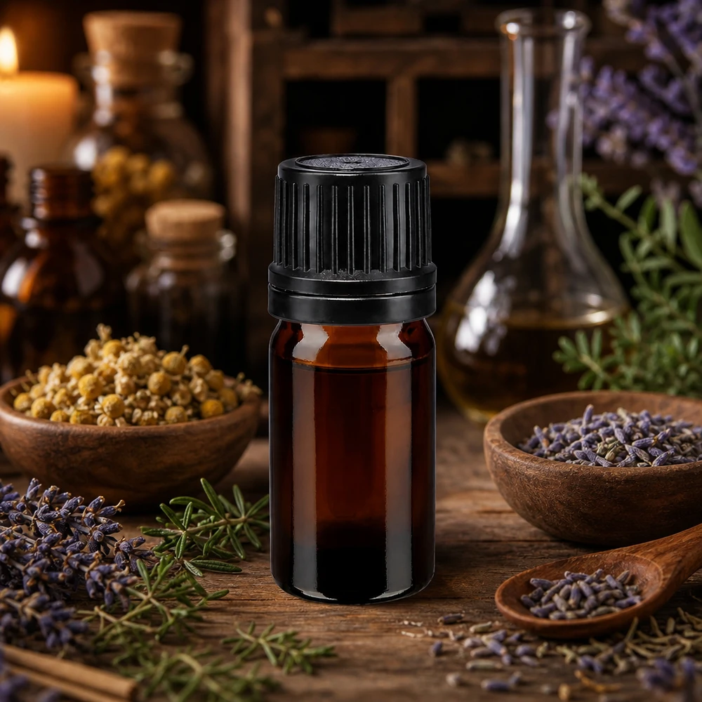 Apothekenflasche braun 5ml Schraubverschluss schwarz Giessring Originalitätsverschluss Kleine Aromatherapie-Flasche 5ml aus Apothekenglas mit schwarzem 8mm Verschluss