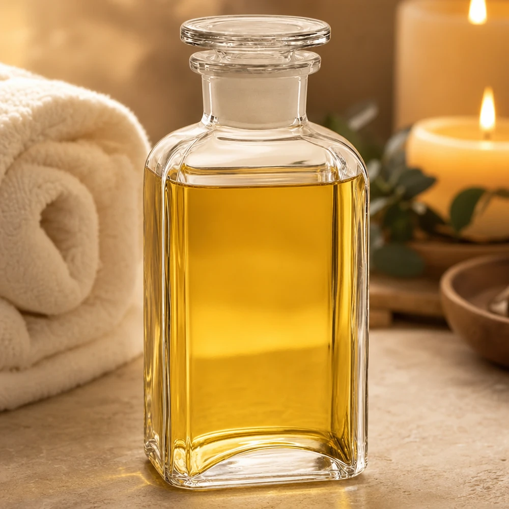 250ml Klarglas-Vierkantflasche mit breitem Hals und Stopfen ideal für Kosmetik und Aromatherapie