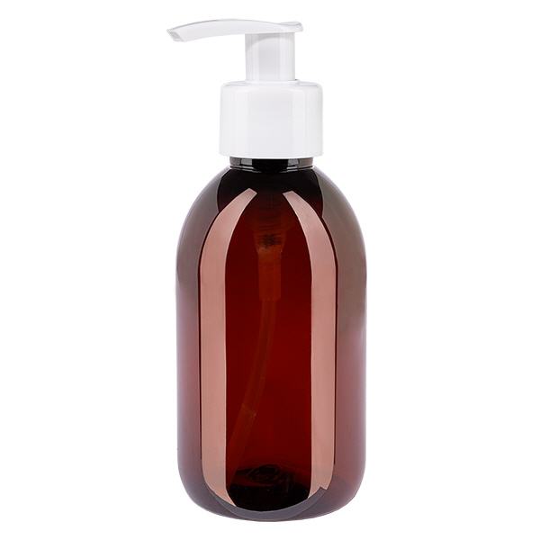 PET Flasche 250ml mit Dispenserpumpe weiß PET Flasche 250ml mit Dispenserpumpe weiß