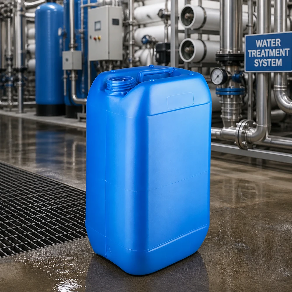 Kanister 15 Liter blau ohne Verschluss Stapelbarer Kunststoffkanister 15 L in Blau ohne Deckel für Wasseraufbereitung und Chemie